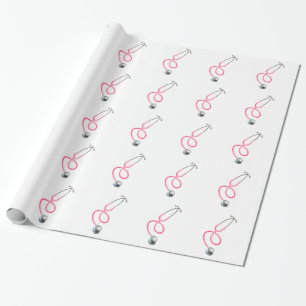 Papel De Regalo Clásico tema médico Stethoscope Rosa