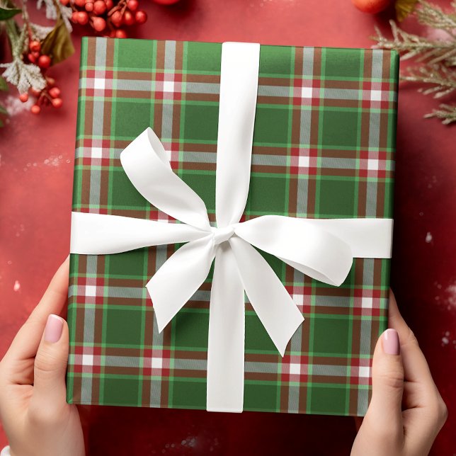Papel De Regalo Clásico tradicional Verde Rojo Verde Blanco Gingha (Subido por el creador)