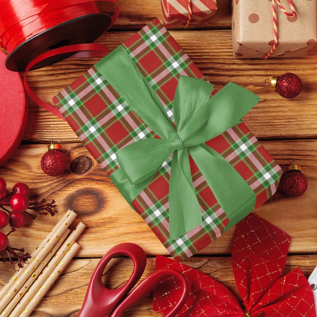 Papel De Regalo Clásico tradicional Verde Rojo Verde Blanco Gingha (Subido por el creador)