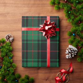 Papel De Regalo Clásico y elegante vacaciones de Tartán Verde oscu