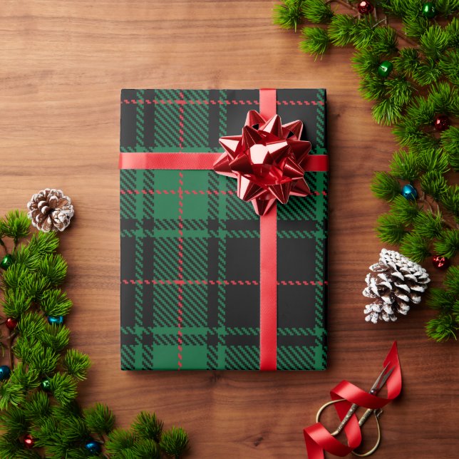 Papel De Regalo Clásico y elegante vacaciones de Tartán Verde oscu (Regalo de vacaciones)