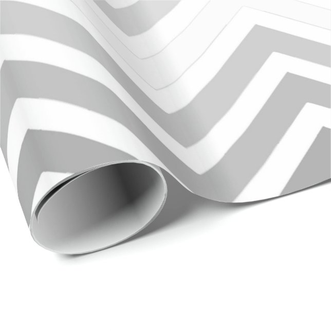 Papel De Regalo Clásicos grises y blancos chevron zigzag vacacione (Esquina del rollo)