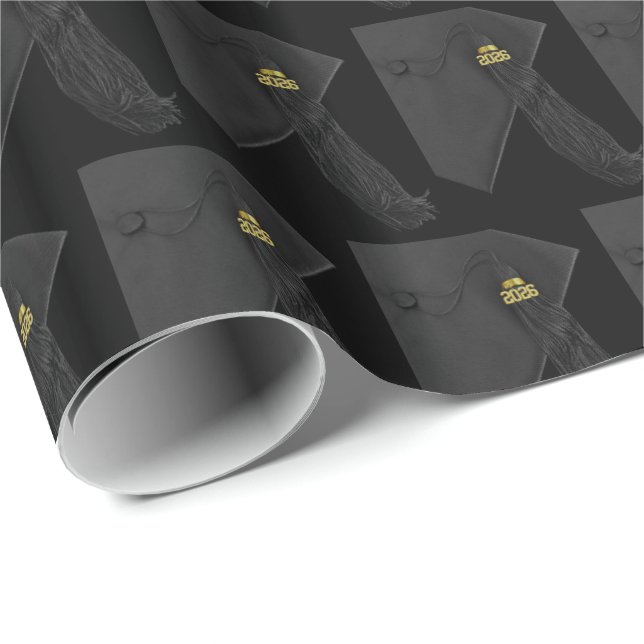 Papel De Regalo Class of 2026 Black Tassel Dignified Graduation (Esquina del rollo)