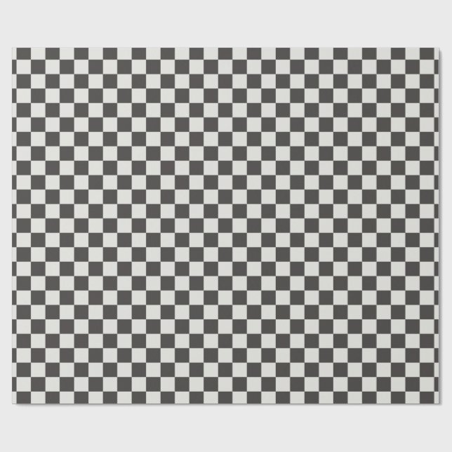 Papel De Regalo Classic Charcoal Black & Cream Gingham (Superficie plana)