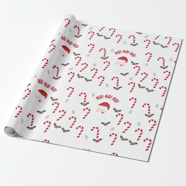 Papel De Regalo Classic Christmas Candy Cane (Desenrollado)