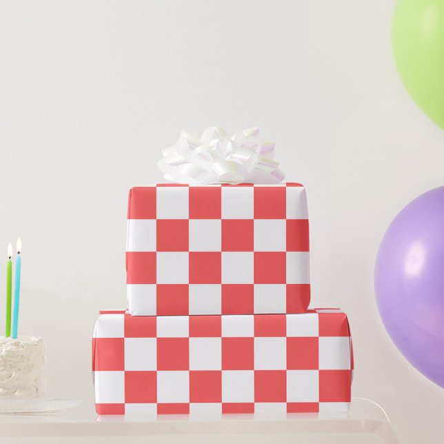 Papel De Regalo Classic coral red checkerboard (Subido por el creador)