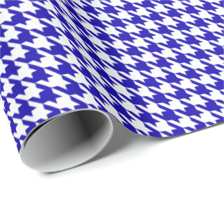 Papel De Regalo Classic Dark Blue and White Houndstooth Pattern