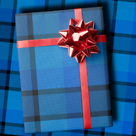 Papel De Regalo Classic holiday plaid navy blue Christmas Gift