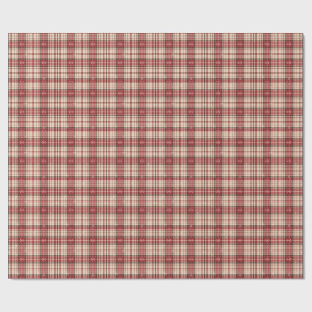 Papel De Regalo Classic Holiday Tartan Wrapping Paper with Snow (Superficie plana)