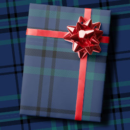 Papel De Regalo Classic Navy and Green Tartan Christmas
