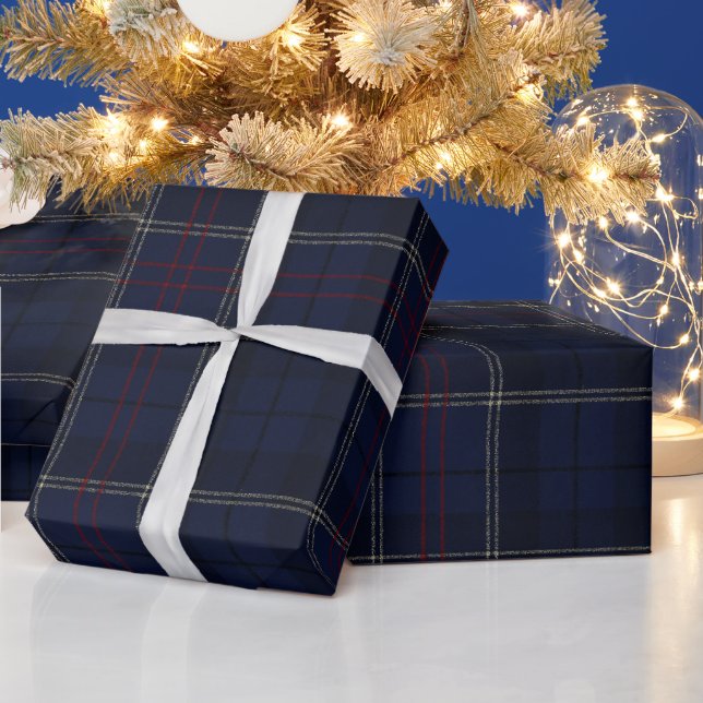 Papel De Regalo Classic Navy Blue Plaid Christmas (Vacaciones)