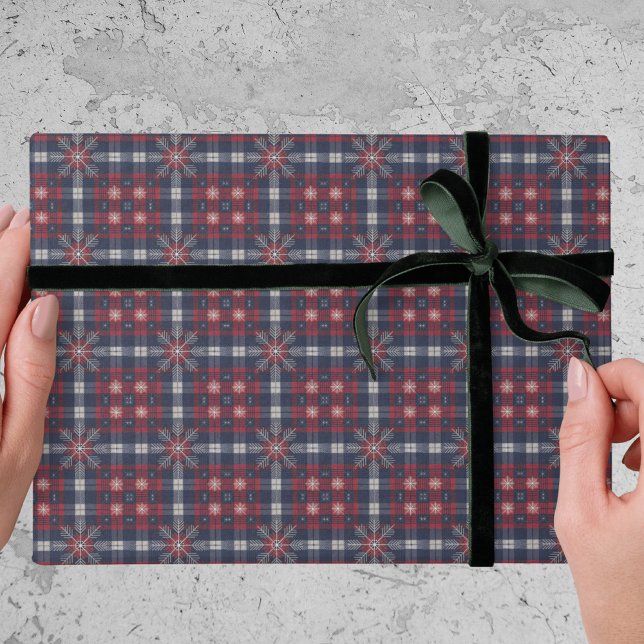 Papel De Regalo Classic Navy Red Plaid Snowflakes Christmas  (Subido por el creador)