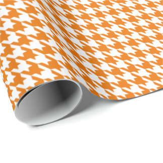 Papel De Regalo Classic Orange and White Houndstooth Pattern