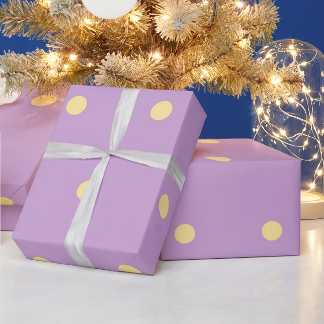 Papel De Regalo Classic Pastel Purple & Yellow Polka Dots Pattern (Vacaciones)