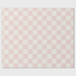 Papel De Regalo Classic Pink & Cream Diagonal Check Wrapping Paper