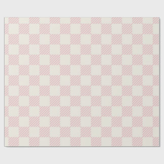 Papel De Regalo Classic Pink & Cream Diagonal Check Wrapping Paper