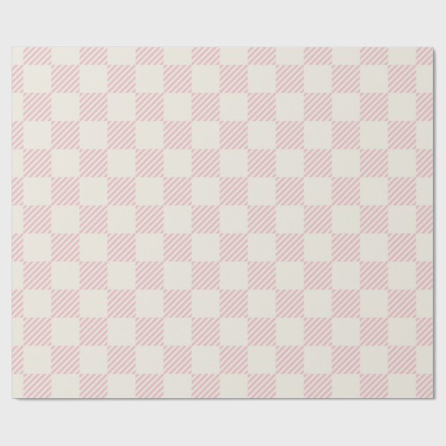 Papel De Regalo Classic Pink & Cream Diagonal Check Wrapping Paper (Superficie plana)