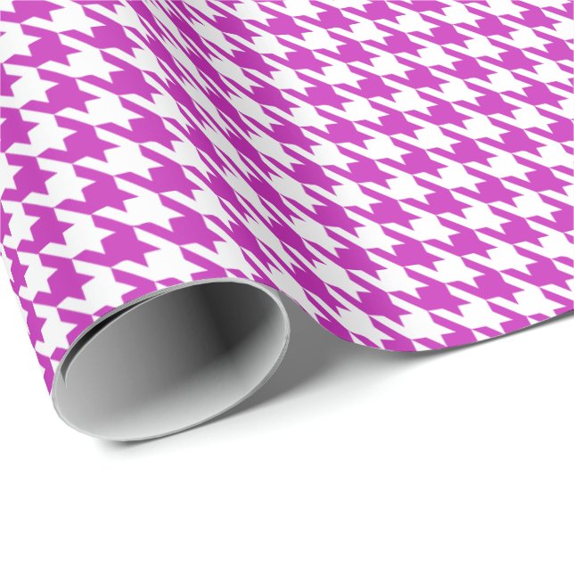 Papel De Regalo Classic Purple and White Houndstooth Pattern  (Esquina del rollo)