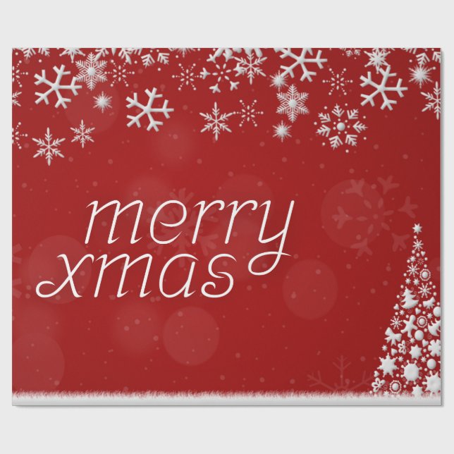 Papel De Regalo Classic Red and White Festive Merry Christmas Wrap (Superficie plana)