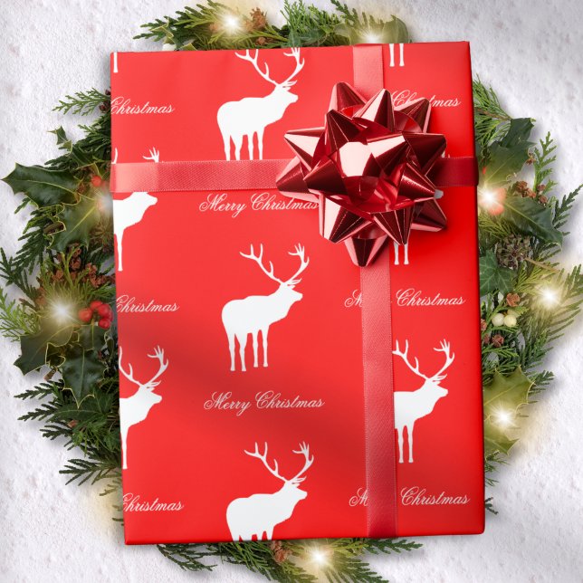 Papel De Regalo Classic Red Reindeer Elegant Christmas  (Subido por el creador)