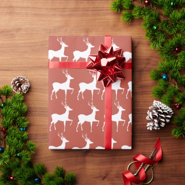 Papel De Regalo Classic Red Reindeer Pattern Holiday Wrapping Pape (Regalo de vacaciones)