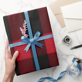 Papel De Regalo Classic Rustic Red Black Crimson Plaid Pattern