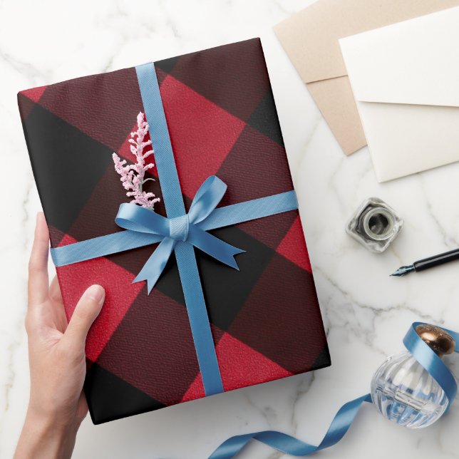 Papel De Regalo Classic Rustic Red Black Crimson Plaid Pattern (Regalar)