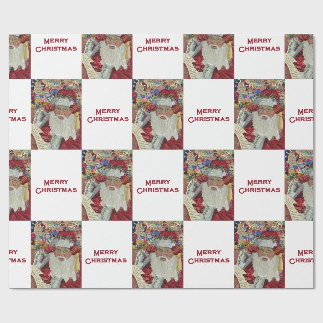 Papel De Regalo Classic Santa - Comprobando dos veces el blanco de (Superficie plana)