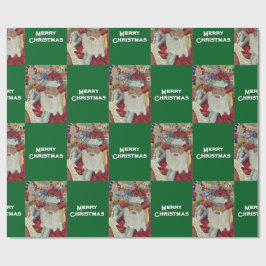 Papel De Regalo Classic Santa - Comprobando dos veces el verde de 