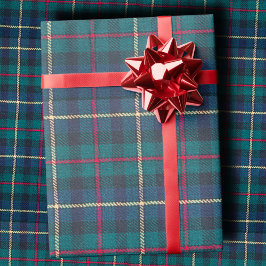 Papel De Regalo Classic Scottish Hunter Green & Navy Clan Tartan