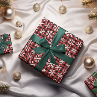 Papel De Regalo Classic Winter Buffalo Plaid Snowflake