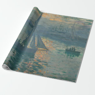 Papel De Regalo Claude Monet Amanecer Marino Barco de Vela Impresi
