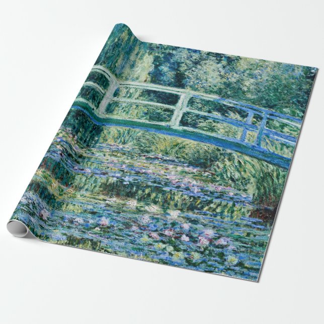 Papel De Regalo Claude Monet - Nieves Y Puente Japonés (Desenrollado)