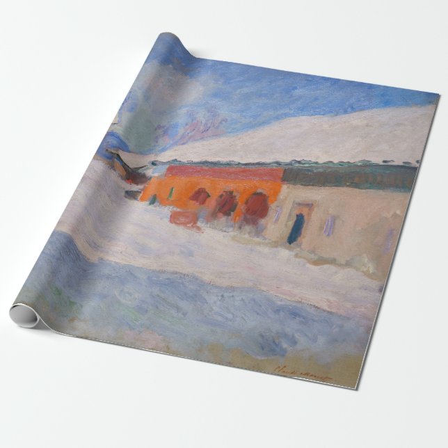 Papel De Regalo Claude Monet - Noruega, casas rojas en Bjornegaard (Desenrollado)