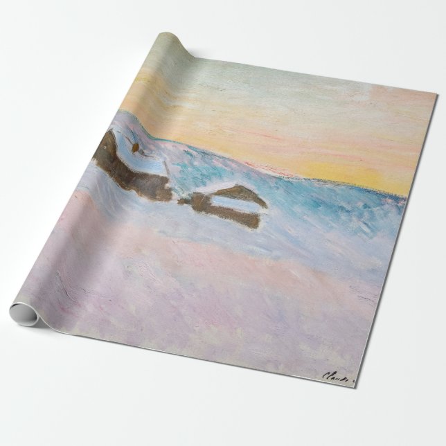 Papel De Regalo Claude Monet - Paisaje noruego, casas azules (Desenrollado)