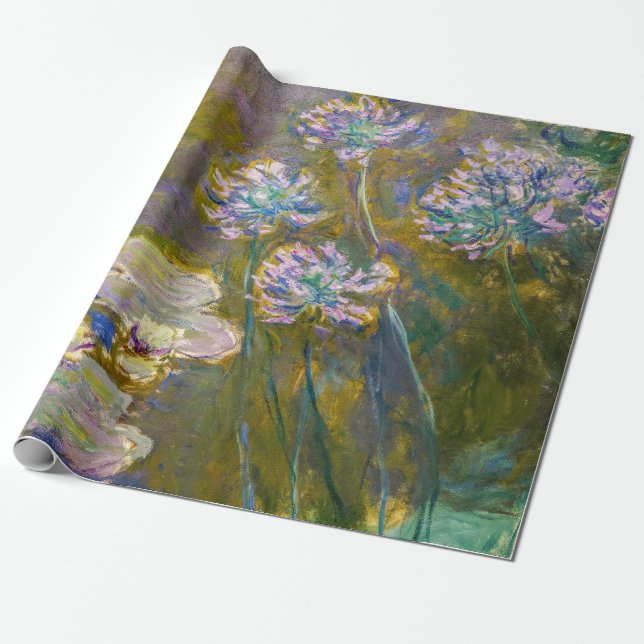 Papel De Regalo Claude Monet - Waterlilies y Agapanthus (Desenrollado)