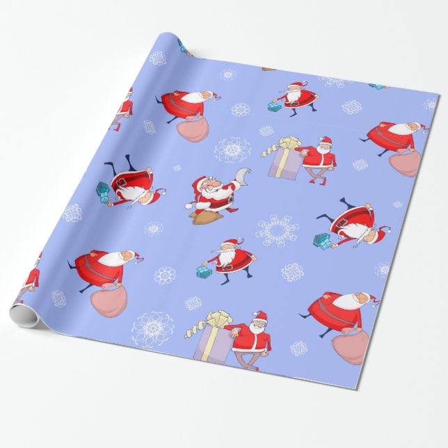 Papel De Regalo Cláusula Santa Cute con regalo Vacacional envolver (Desenrollado)