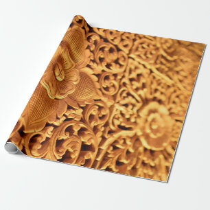 Papel De Regalo Clausura de arte antiguo floral de oro
