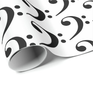 Papel De Regalo Clave de Fa de Música Negra sobre Blanco