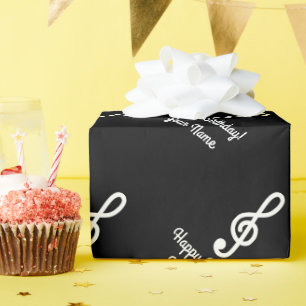 Papel De Regalo Clave de Sol personalizada nota musical de cumplea