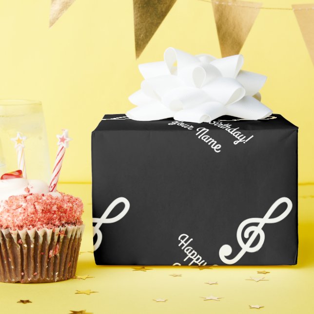 Papel De Regalo Clave de Sol personalizada nota musical de cumplea (Fiesta de cumpleaños )