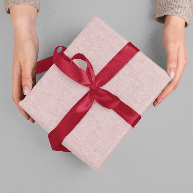 Papel De Regalo Clean Minimal Beige Linen Mimic Fabric Effect Pink (Subido por el creador)