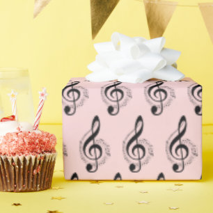 Papel De Regalo Clef Musical Treble On Pink