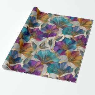 Papel De Regalo Clematis morado de Art Nouveau