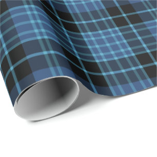 Papel De Regalo Clérigo escocés Tartán azul y negro