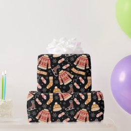 Papel De Regalo Clima feo de suéter de Navidad negro festivo