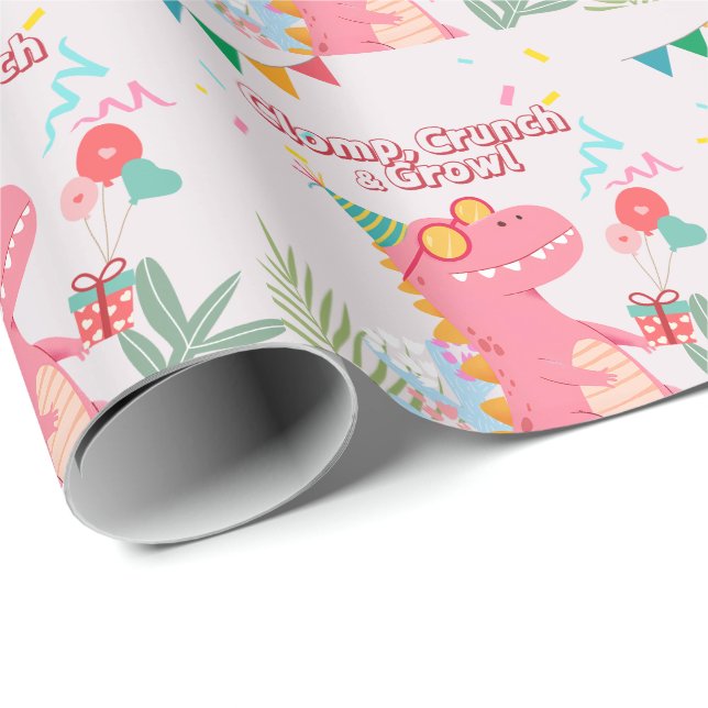 Papel De Regalo ¡Clomp, Crunch & grul! Fiesta de dinosaurios (Esquina del rollo)