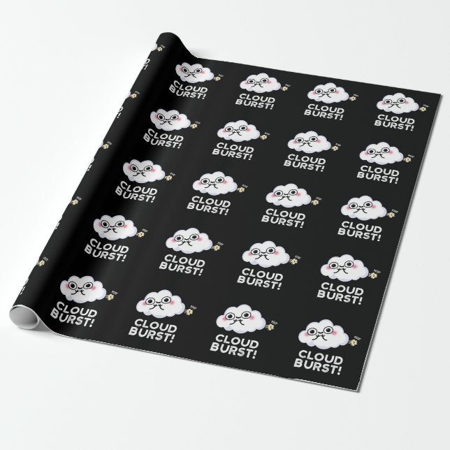 Papel De Regalo Cloud Burst Funny Cloud Fart Pun Dark BG (Desenrollado)