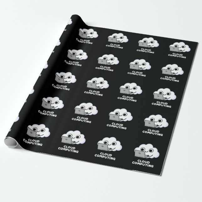 Papel De Regalo Cloud Computing Computer Weather Pun Dark BG (Desenrollado)