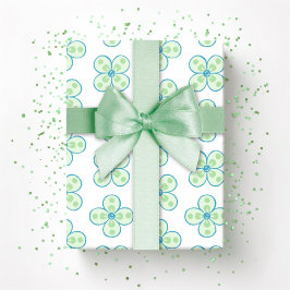 Papel De Regalo Clover Marroquí Cuatrefoil en Verde y Aqua